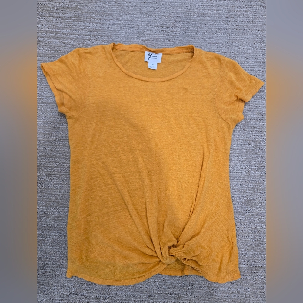 Andrea Jovine Linen Mustard Short Sleeve Tee